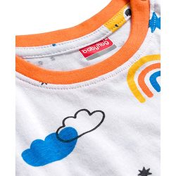 Babyhug Cotton Knit Full Sleeves Co-ords T-Shirt & Lounge Pant With Vehicle Print - White