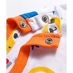 Babyhug Cotton Knit Full Sleeves Co-ords T-Shirt & Lounge Pant With Vehicle Print - White