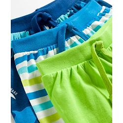 Babyhug Single Jersey Knit Mid Thigh Sea Life Printed & Striped  Shorts Pack Of 3 - Multicolour