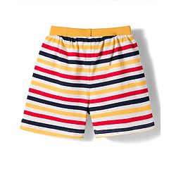 Babyhug Single Jersey Knit Mid Thigh Dino Printed & Striped Shorts Pack Of 3 - Multicolour