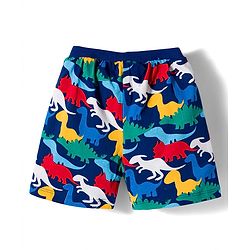 Babyhug Single Jersey Knit Mid Thigh Dino Printed & Striped Shorts Pack Of 3 - Multicolour