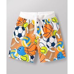 Babyhug Single Jersey Knit Mid Thigh Length Striped Bunny & Ball Printed Shorts Pack of 3 - Yellow Blue & White