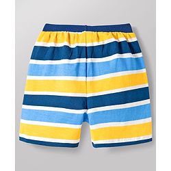 Babyhug Single Jersey Knit Mid Thigh Length Striped Bunny & Ball Printed Shorts Pack of 3 - Yellow Blue & White