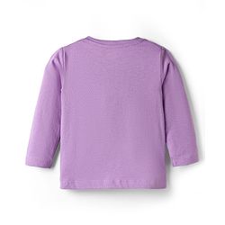 Babyhug Cotton Knit Full Sleeves Rabbit Printed T-Shirt & Hearts Printed Pyjama Night Suit - Lavender