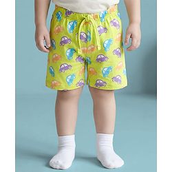 Babyhug Single Jersey Knit Mid Thigh Shorts Vehicle Print Pack Of 3 - Orange Green & White