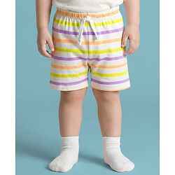 Babyhug Single Jersey Knit Mid Thigh Shorts Vehicle Print Pack Of 3 - Orange Green & White