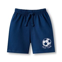 Babyhug 100% Cotton Single Jersey Knit Mid Thigh Shorts With Football Print Pack Of 3 - Red Navy Blue & White