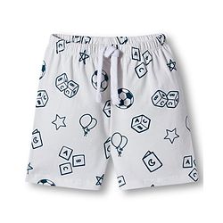 Babyhug 100% Cotton Single Jersey Knit Mid Thigh Shorts With Football Print Pack Of 3 - Red Navy Blue & White