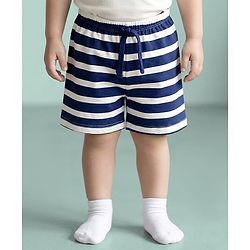 Babyhug Single Jersey Knit Mid Thigh Striped & Tree Printed Shorts Pack of 3 - Navy Blue Orange & White
