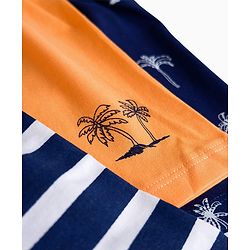 Babyhug Single Jersey Knit Mid Thigh Striped & Tree Printed Shorts Pack of 3 - Navy Blue Orange & White