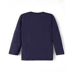 Babyhug Cotton Knit Full Sleeves T-Shirt & Pyjama Night Suit With Dino & Tiger Print - Navy Blue