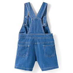 Babyhug Single Jersey Knit Half Sleeves Animal Printed T-Shirt & Denim Dungaree with Tiger Embroidery - Blue