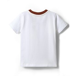 Babyhug Single Jersey Knit Half Sleeves Bear Printed T-Shirt & Shorts Set - White & Navy Blue