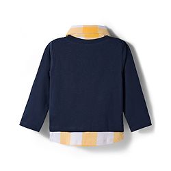 Babyhug Cotton Knit Full Sleeves Overlapped T-Shirt with Tiger Graphic - Navy Blue