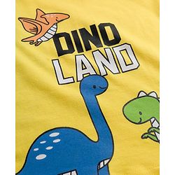 Babyhug Cotton Knit Full Sleeves T-Shirt Style & Lounge Pant Night Suit With Dino Print - Yellow