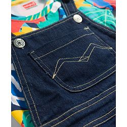 Babyhug Single Jersey Knit Half Sleeves Abstract Printed Tee & Dungaree Set - Multicolour