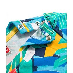 Babyhug Single Jersey Knit Half Sleeves Abstract Printed Tee & Dungaree Set - Multicolour