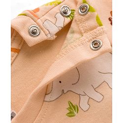 Babyhug Cotton Knit Full Sleeves Jungle Theme Printed Co-Ords T-Shirt & Pyjama Night Suit - Tan