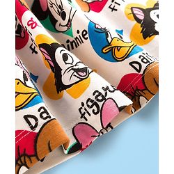 Babyhug Disney Single Jersey Knit Half Sleeves Frock With Minnie Mouse & Friends Print - White