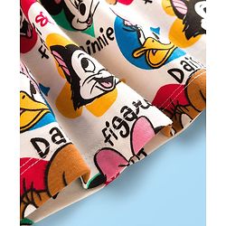Babyhug Disney Single Jersey Knit Half Sleeves Frock With Minnie Mouse & Friends Print - White