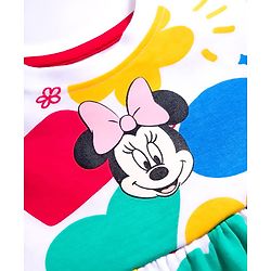 Babyhug Disney Single Jersey Knit Half Sleeves Frock With Minnie Mouse & Friends Print - White