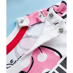 Babyhug Disney Single Jersey Knit Half Sleeves Frock With Minnie Moue & Friends Print - White