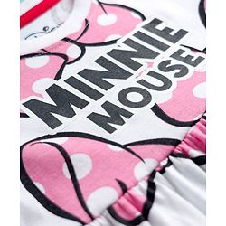 Babyhug Disney Single Jersey Knit Half Sleeves Frock With Minnie Moue & Friends Print - White