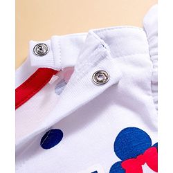 Babyhug Disney Single Jersey Knit Half Sleeves Frock With Minnie Mouse & Friends Print - White