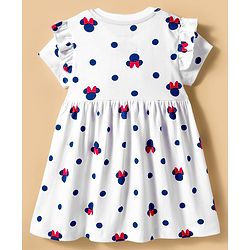 Babyhug Disney Single Jersey Knit Half Sleeves Frock With Minnie Mouse & Friends Print - White