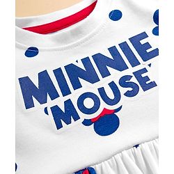 Babyhug Disney Single Jersey Knit Half Sleeves Frock With Minnie Mouse & Friends Print - White
