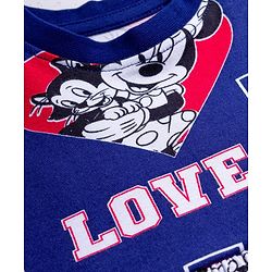 Babyhug Disney Single Jersey Knit Half Sleeves Frock With Minnie Mouse & Friends Print - Navy Blue