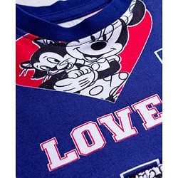 Babyhug Disney Single Jersey Knit Half Sleeves Frock With Minnie Mouse & Friends Print - Navy Blue