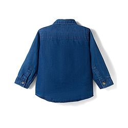 Babyhug Denim Full Sleeves Shirt & Trouser Set with Embroidery - Blue & Brown