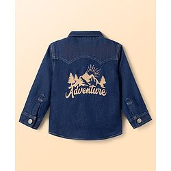 Babyhug Denim Woven Full Sleeves Shirt & Trouser Set With Printed Inner Tee - Blue & Brown