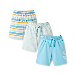 Babyhug 100% Cotton Single Jersey Knit Mid Thigh Striped & Pineapple Printed Shorts Pack of 3 - Multicolor