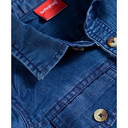Babyhug Denim Woven Full Sleeves Shirt & Jeans Set with New York Print - Blue