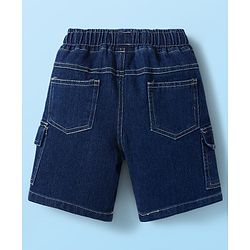 Babyhug Cotton Woven Half Sleeves Checkered Shirt & Denim Shorts Set - Navy Blue