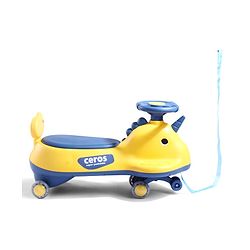 Babyhug Dino Kids Swing Car with ABEC 7 Bearing Lights & Music- Yellow| Smooth PU LED Wheels| Easy to Operate| Built for Rough Play| Encourages Physical Activity| For Kids of 3 to 8 years| Sport Gift