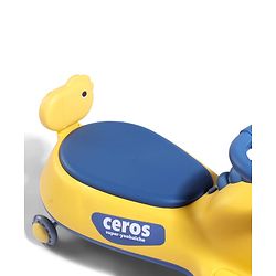 Babyhug Dino Kids Swing Car with ABEC 7 Bearing Lights & Music- Yellow| Smooth PU LED Wheels| Easy to Operate| Built for Rough Play| Encourages Physical Activity| For Kids of 3 to 8 years| Sport Gift