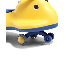 Babyhug Dino Kids Swing Car with ABEC 7 Bearing Lights & Music- Yellow| Smooth PU LED Wheels| Easy to Operate| Built for Rough Play| Encourages Physical Activity| For Kids of 3 to 8 years| Sport Gift