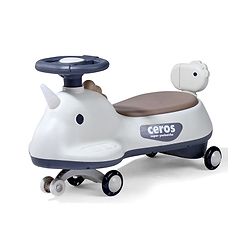Babyhug Dino Kids Swing Car with ABEC 7 Bearing Lights & Music- Yellow| Smooth PU LED Wheels| Easy to Operate| Built for Rough Play| Encourages Physical Activity| For Kids of 3 to 8 years| Sport Gift