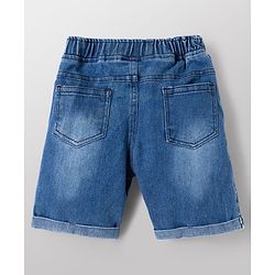 Babyhug Rayon Knit Half Sleeves Printed Shirt & Denim Shorts Set with Inner Tee - Blue