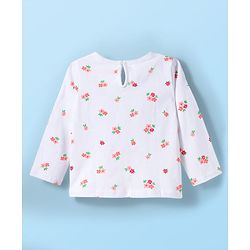 Babyhug Cotton Woven Frock with Full Sleeves Inner Tee Floral Print & Embroidery - Red & White