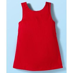 Babyhug Cotton Woven Frock with Full Sleeves Inner Tee Floral Print & Embroidery - Red & White