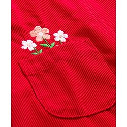 Babyhug Cotton Woven Frock with Full Sleeves Inner Tee Floral Print & Embroidery - Red & White