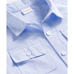 Babyhug Cotton Knit Half Sleeves Shirt with Stamp Print & Denim Shorts Set -  Blue
