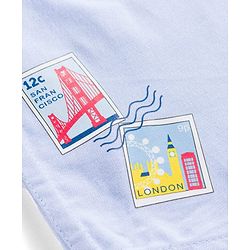 Babyhug Cotton Knit Half Sleeves Shirt with Stamp Print & Denim Shorts Set -  Blue