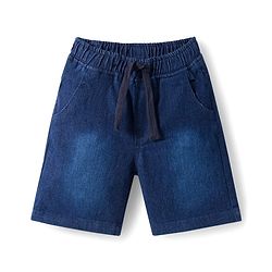 Babyhug Cotton Knit Half Sleeves Shirt with Stamp Print & Denim Shorts Set -  Blue