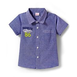 Babyhug Cotton Knit Half Sleeves Shirt & Denim Shorts Set With Printed Inner Tee - Blue