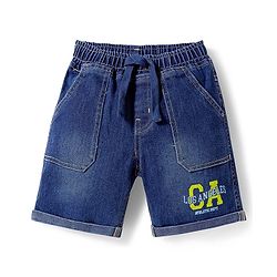 Babyhug Cotton Knit Half Sleeves Shirt & Denim Shorts Set With Printed Inner Tee - Blue